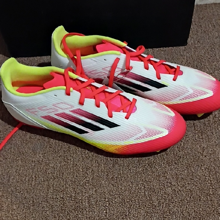 Adidas F50 White Soccer Cleats Red & Neon Yellow Highlights Mens Size 12 Nwt Nib